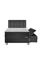 Juego de dormitorio Forli platinium tapizado king + colchón+box tarima+cabecera