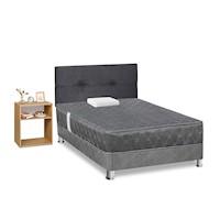 Juego de Dormitorio Forli Acqua Gris 1.5PLZ + Velador Turin Beige