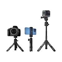 Trípode 3 en 1 para celular, cámara y GoPro | Ligero, compacto y giratorio