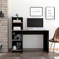 ESCRITORIO CON BIBLIOTECA RECTO OFFICE - NEGRO / CENIZA | TUHOME