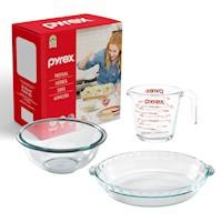 Set 3 Piezas Pyrex Reposteria Ondeado