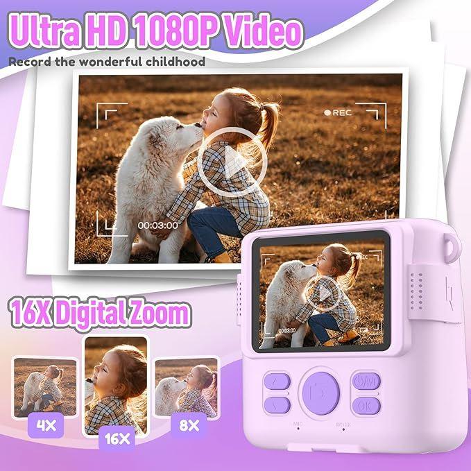 Cámara de impresión instantánea para niñas color morado