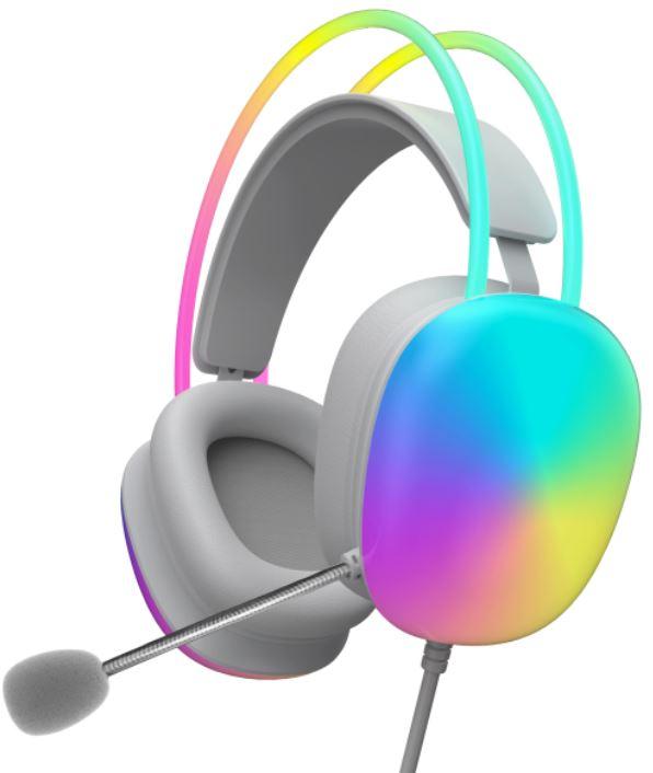 Wesdar - Auriculares HeadSet con Cables RGB Led - Blanco