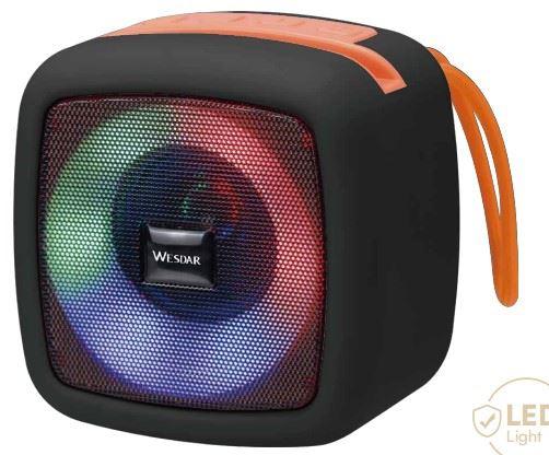Wesdar - Parlante Bluetooth BT 5,1 5W 4hrs LED Colors - Negro