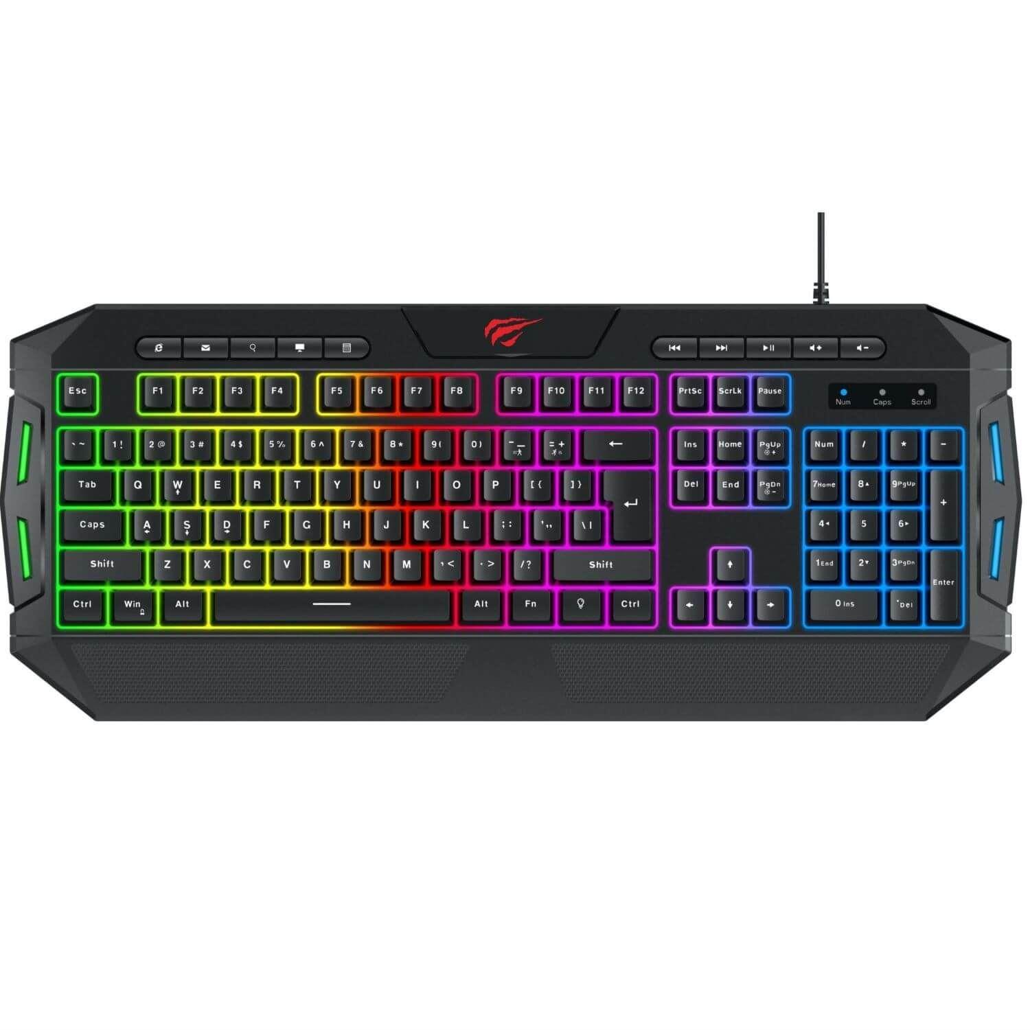 Combo Gaming 4 en 1 Teclado RGB Mouse, Audíf, Pad  GAMENOTE HAVIT KB501CM c/ne