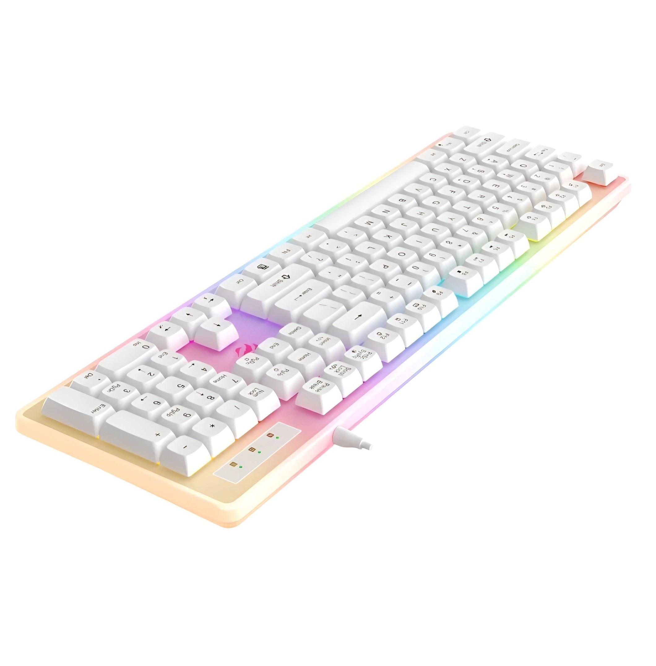 Teclado Gamer Alámbrico Havit KB876L-SP Gamenote RGB Blanco
