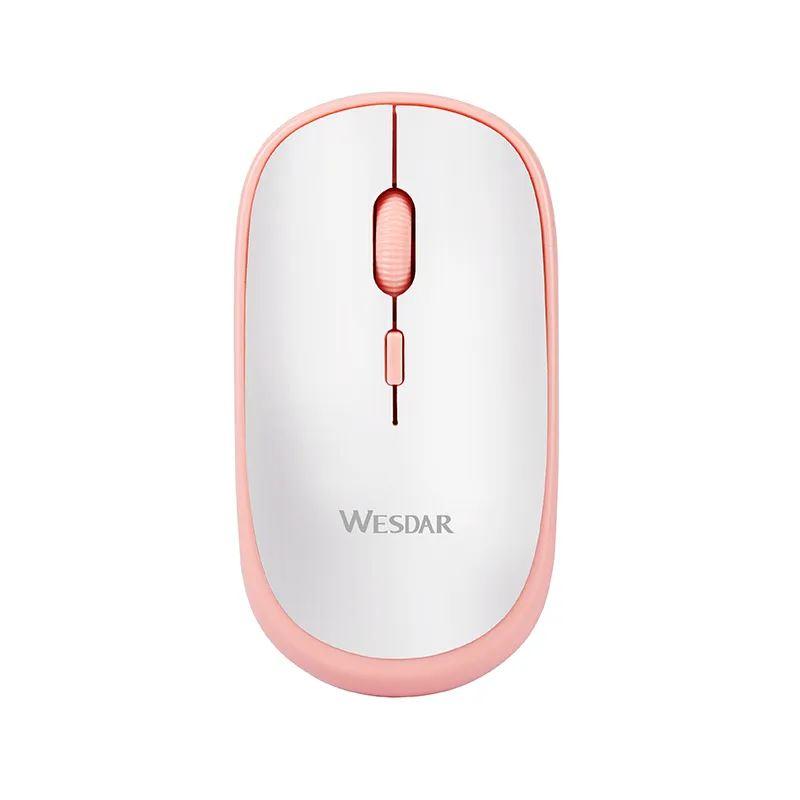 Wesdar - Mouse de oficina inalámbrico X63 - Blanco y Rosa